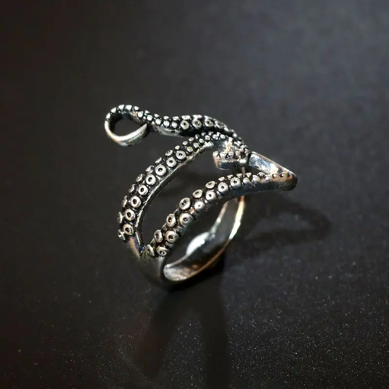JAVRICK титановая сталь Готический Глубокий морской кальмар кольцо Осьминог модные ювелирные изделия регулируемый
