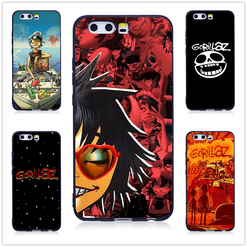 Gorillaz music band black Soft TPU Phone Case For Huawei P10 P20 Lite P9 2016 2017 Cover P8 Coque | Мобильные телефоны и