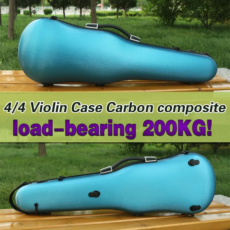 

yinfente 4/4 Violin Case Carbon blue High strength load-bearing 200KG Strong can put two bows
