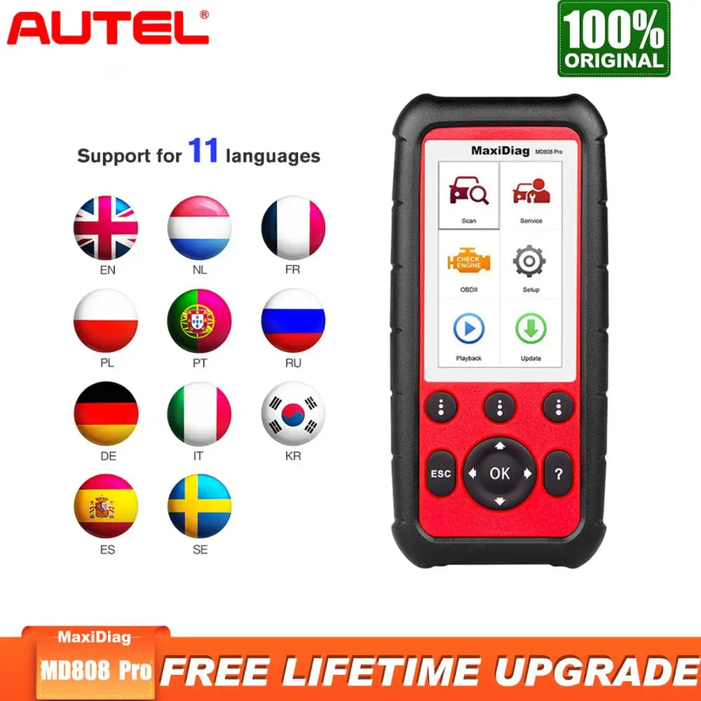 Autel MaxiDiag MD808 Pro OBD2 сканер автомобиля диагностический инструмент для масла Батарея