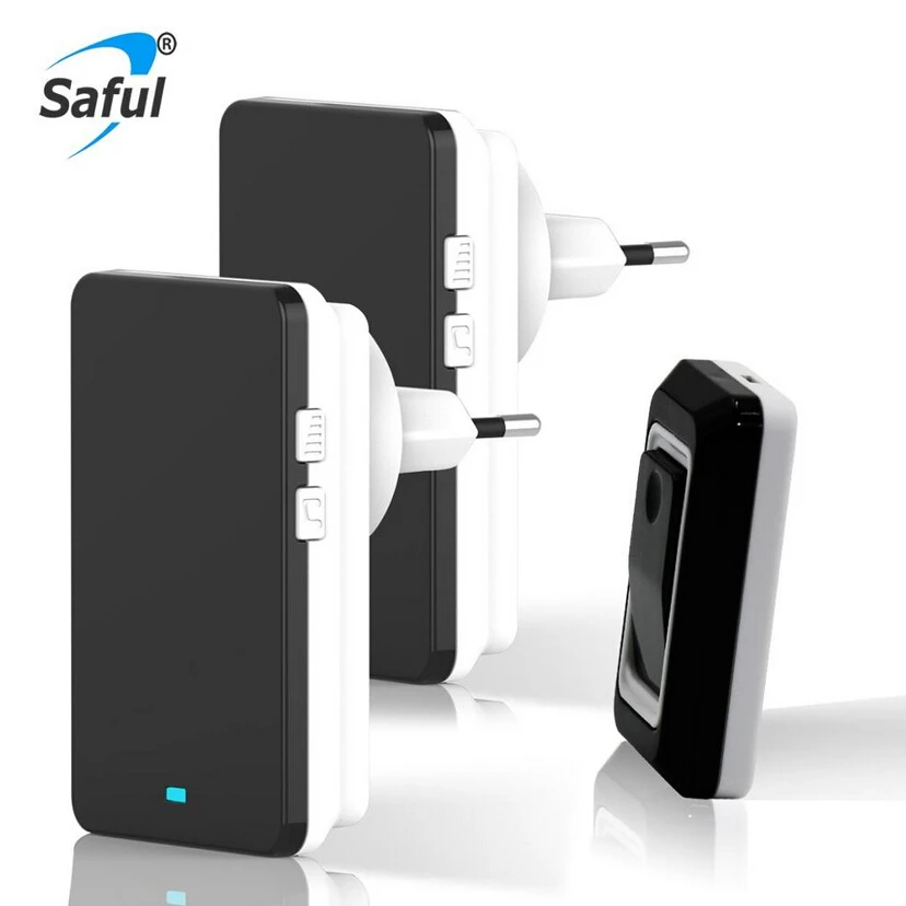 

Saful Wireless Doorbell EU/US/UK/AU plug Waterproof doorbells Led Light with 28 Rings button and Receiver 220V home Door Bell