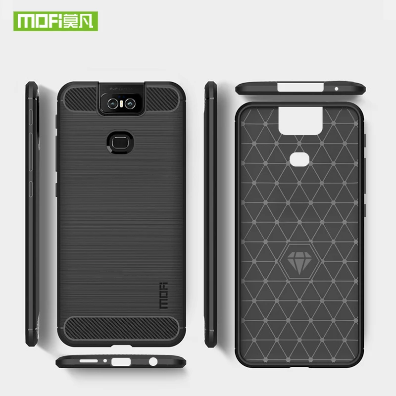 cheap Mofi Phone Case For Asus Zenfone 6 ZS630KL Cover Carbon Fiber Soft TPU Case For Asus Zenfone ZS630KL Back Cover coque shell