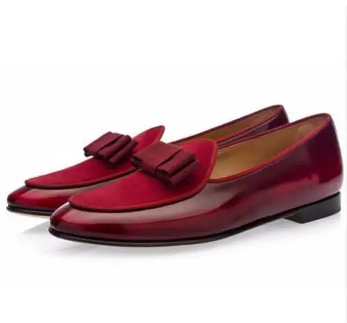zapatos hombre; модные дизайнерские Элегантные Мужские офисные туфли; цвет синий, коричневый, красный; платье с бантом из лакированной кожи; мужские лоферы - Цвет: as pic