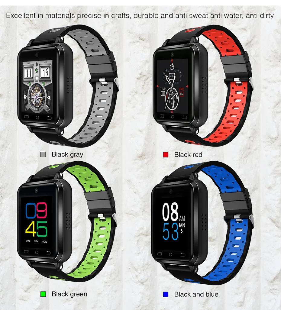 Брендовые Новые смарт-часы Q1 Q2 4G Android 6,0 MTK6737 1 ГБ/16 ГБ, умные часы, телефон, сердечный ритм, поддержка sim-карты, Замена ремешка, часы