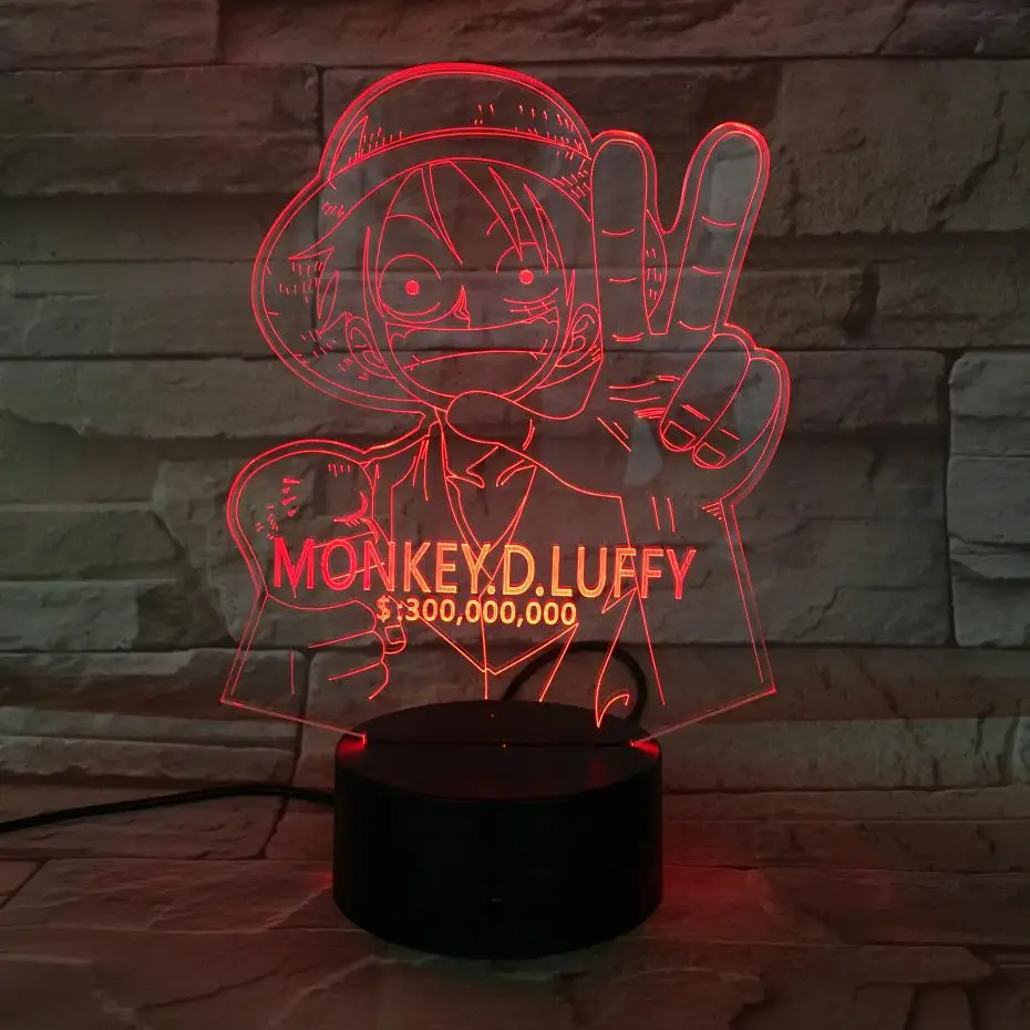 Одна деталь Lampara Tony фигурка мясника 3d иллюзия Led ночник украшение подарок мультфильм игрушки обезьяна Luffy настольная лампа прикроватная