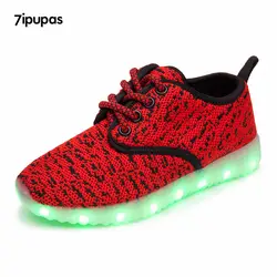 7 ipupas EUR 25-46 унисекс Красный Холст детей Обувь с легким мальчики и девочки повседневная Обувь со светодиодной подсветкой для детей Босоножки