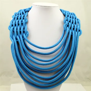 

Europe United States popular cotton and linen multi color necklace fluorescent color cotton thread rope hand woven necklace