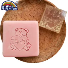 Ручной работы любящий Медведь Резиновое фальшивое мыло штамп на заказ DIY Новое резиновое фальшивое мыло с рисунком мыло сердце chapter Z0094XX