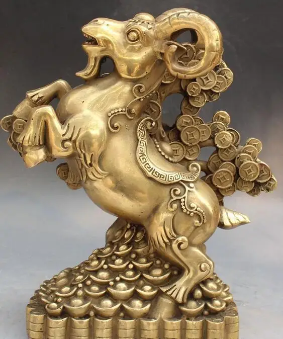 China Folk Collecton Vintage ancient Handwork Bronze Carving Zodiac Sheep Box 