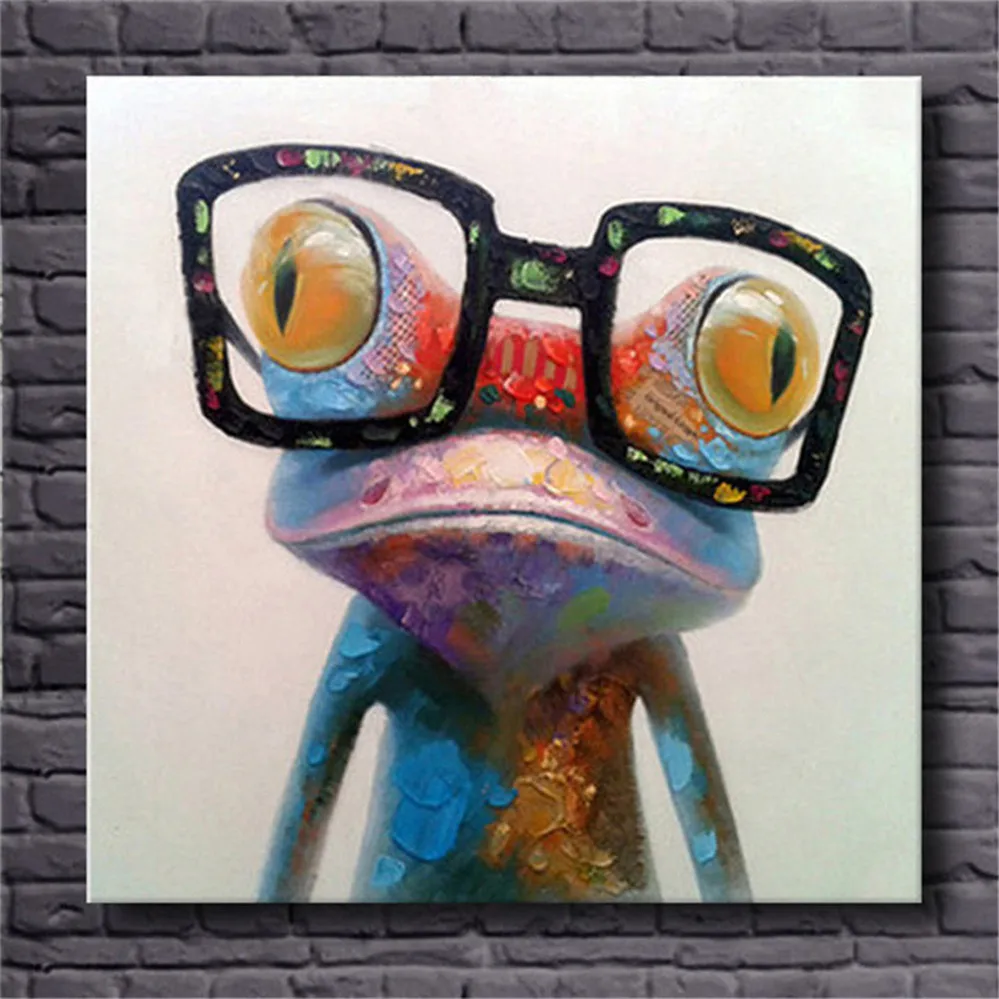 

Hand painted cartoon animal Picture Painting modern funny Oil Paintings on Canvas Handmade Colorful Wall Art Modern pop Art