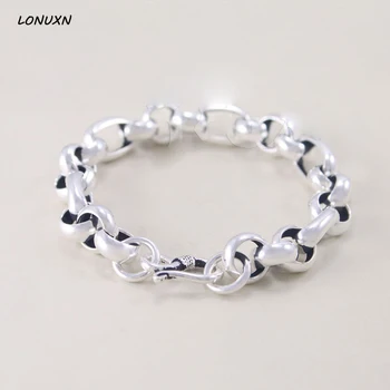 

High Quality Men 925 sterling silver bracelet 925 Stamped chain genuine male solid silver bracelet For Women couple Jewelry