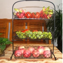 Гостиная миска для фруктов, кованого железа три слоя фруктовой корзины. Модная кухонная плита для раковины