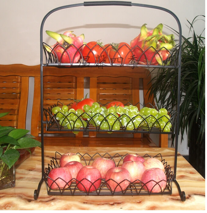 

Sitting room fruit basin, wrought iron three layers of fruit basket. Fashion receive basin kitchen hob