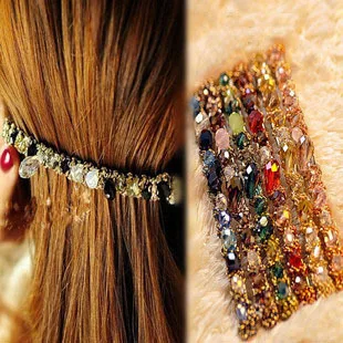

women hairpin multi-colored sparkling irregular crystal spirally-wound broadside hair clip jewelry color random