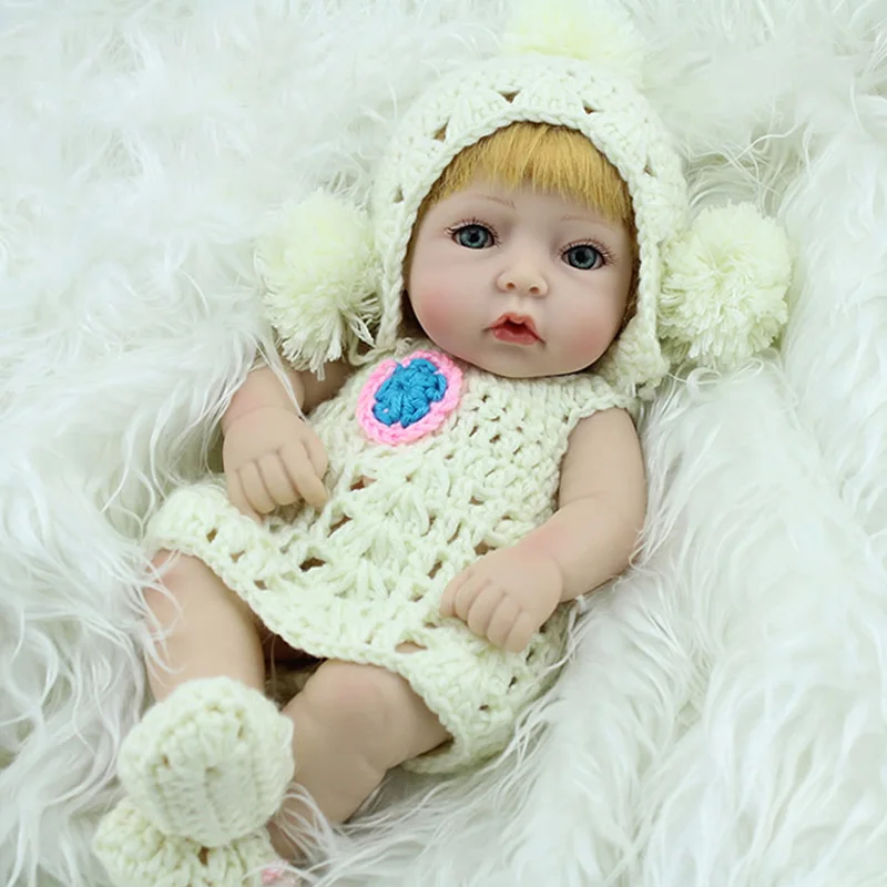 

Snow white Reborn dolls babies 10 inch sweater dress girl Lifelike Doll toy bath doll baby full body silicone reborn baby dolls