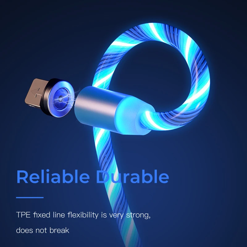 Магнитный кабель Плетеный светодиодный Тип C Micro USB магнитный usb для зарядки Apple