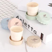 130 мл Мини Кемпинг путешествия пшеничной соломы пластиковый складной стакан посуда портативный складной стаканчик