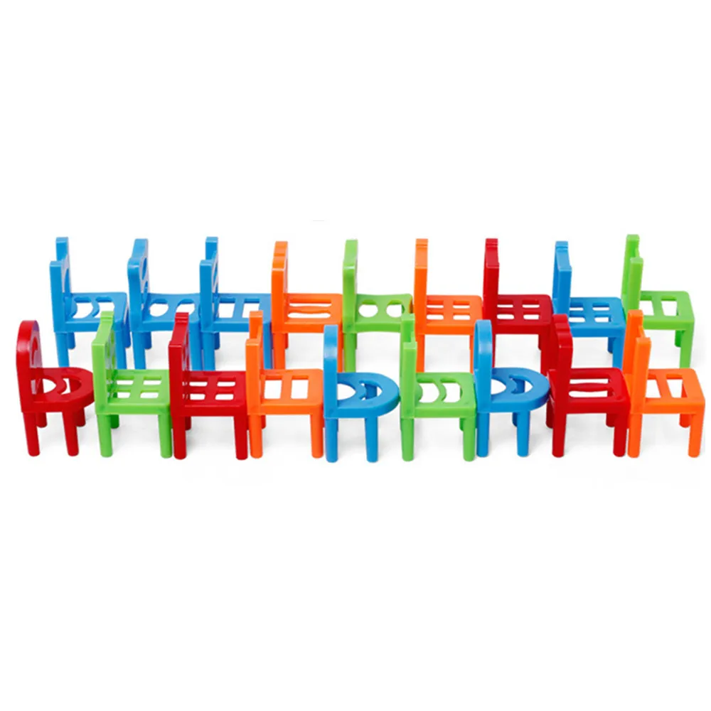 18Pcs Balance Chairs Toys Stacking Chairs Plastic Blocks Balance Toy Early Educational Toys For Kids Interactive Challenge Game