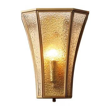 

Abajur Lamparas American Copper Wall Bedside Lamp Nordic Glass Lampshade Indoor Bedroom Home Mirror LED Light Fixtures
