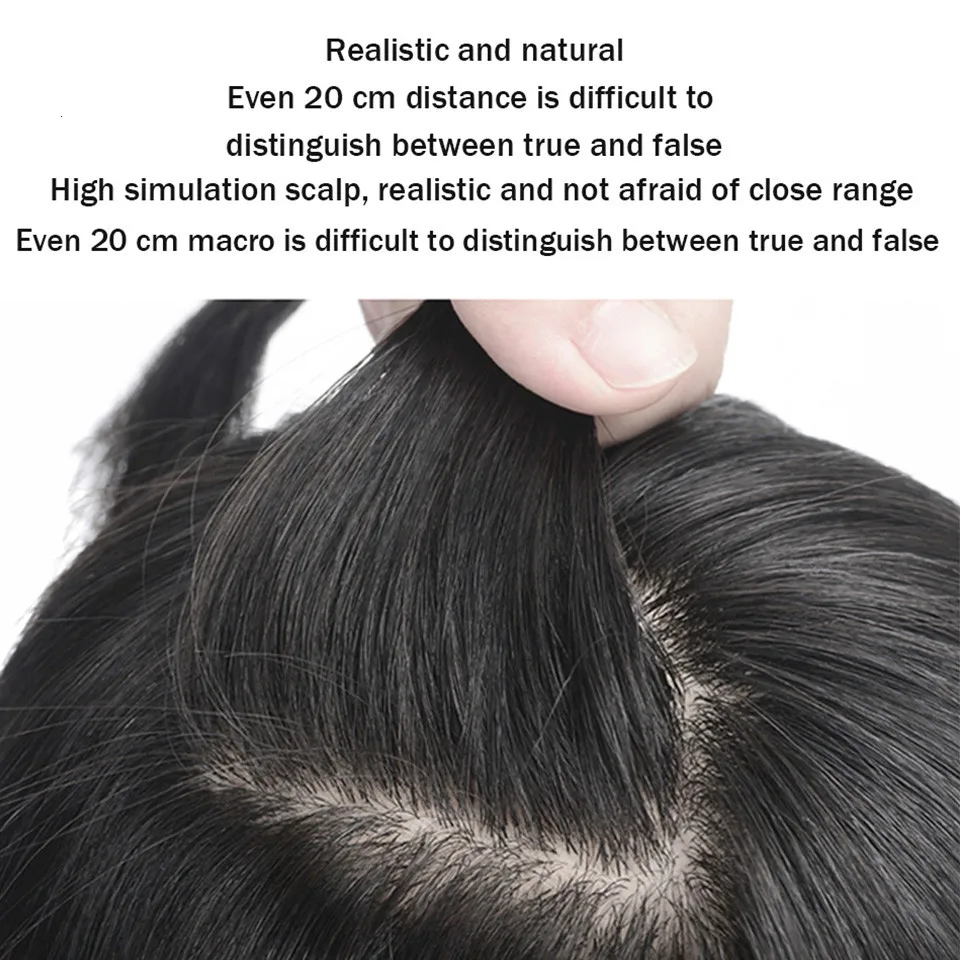 JINKAILI Top Piece Closure Toupee Black Brown Top Natural Straight Hair Female Hear Resistant Synthetic Hair Piece Women