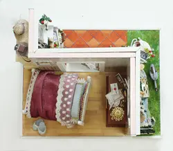 Милая комната assembb светодиодный набор для дома с миниатюрная мебель 3D Деревянный кукольный домик светодиодный ручной работы игрушки для