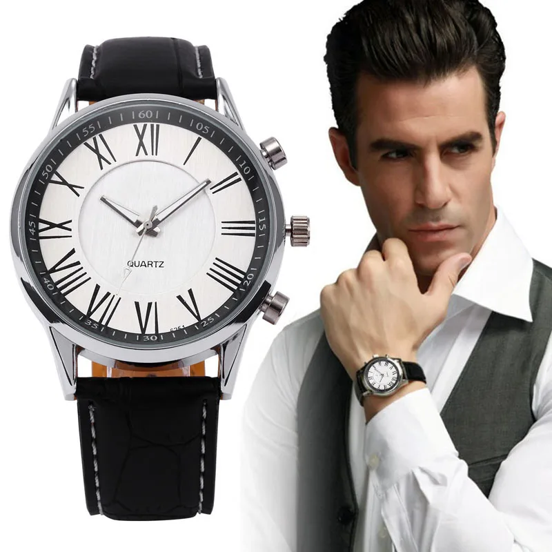Men Business Quartz Watch 2019 Stylish Men's Pu Leather Military