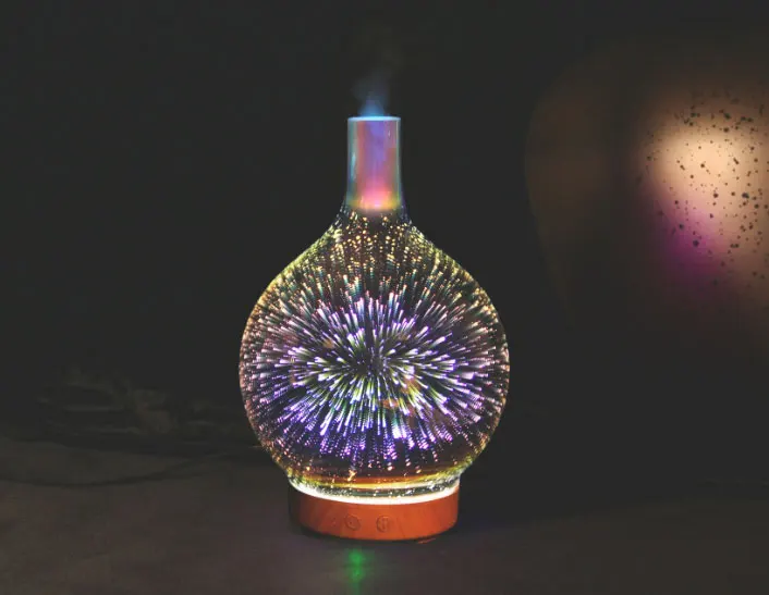 Difusor de Óleo Decoração da Lâmpada Colorido Mágica Vidro Led Night Light Essencial Aromaterapia ar Purifierhome Luz 3d 2 purifierhome decoração da lâmpada