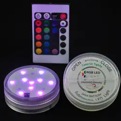 3AAA свет аккумулятор многоцветная RGB SMD5050 LED Водонепроницаемый погружные свет База с дистанционным День рождения украшения Дети