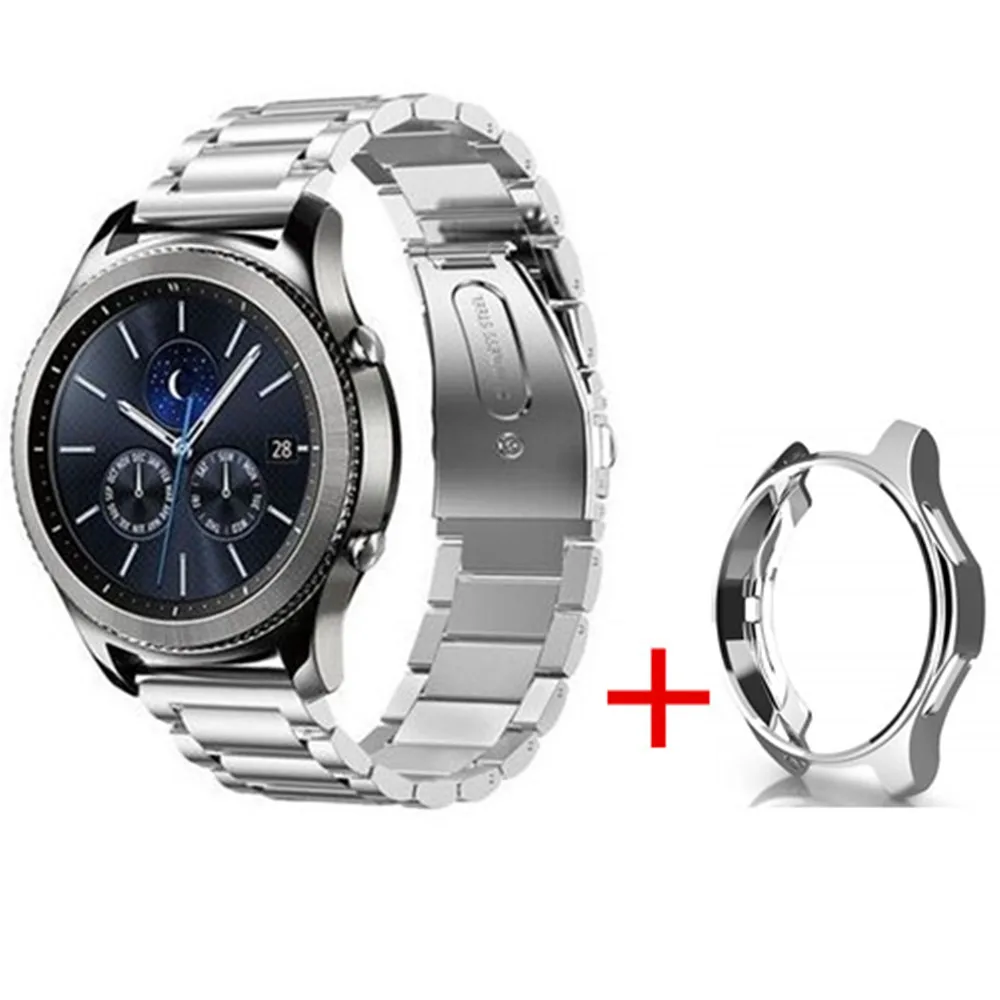 46 мм чехол + ремешки из нержавеющей стали для Samsung Gear S3 Classic/Frontier Link браслет 22
