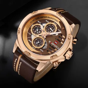 

Watch Men Watches Top Brand Luxury Male Sports Chronograph Watches Men Leather Waterproof Quartz Clock Man Wristwatch 2018
