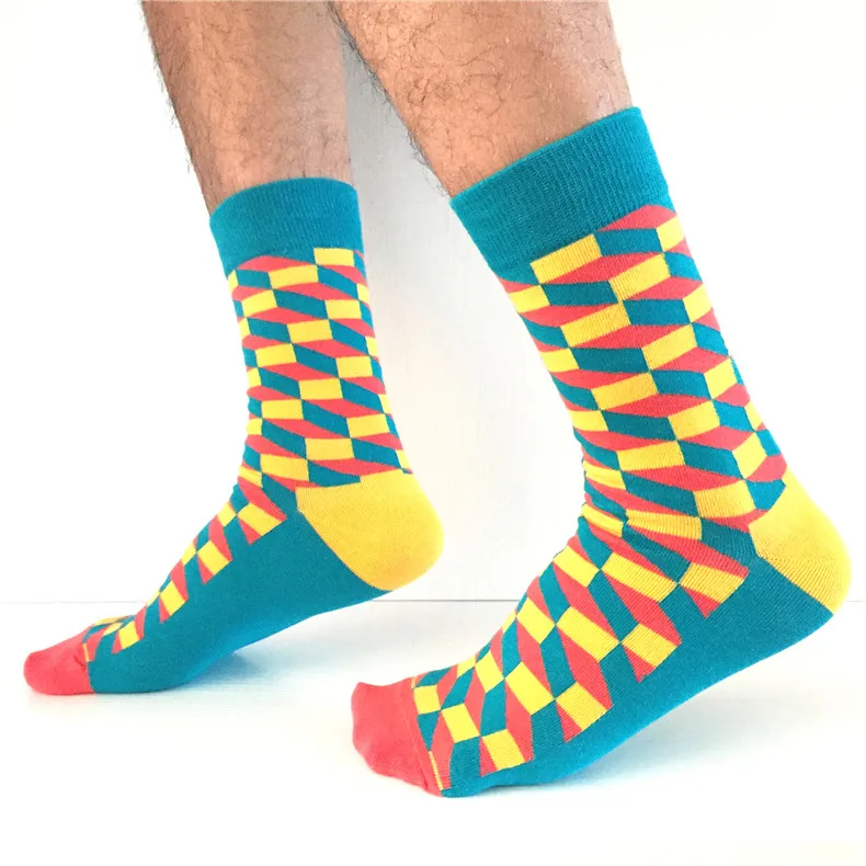 5 пар/лот брендовые качественные мужские носки из чесаного хлопка красочные Веселые носки горячая Распродажа модные повседневные Длинные