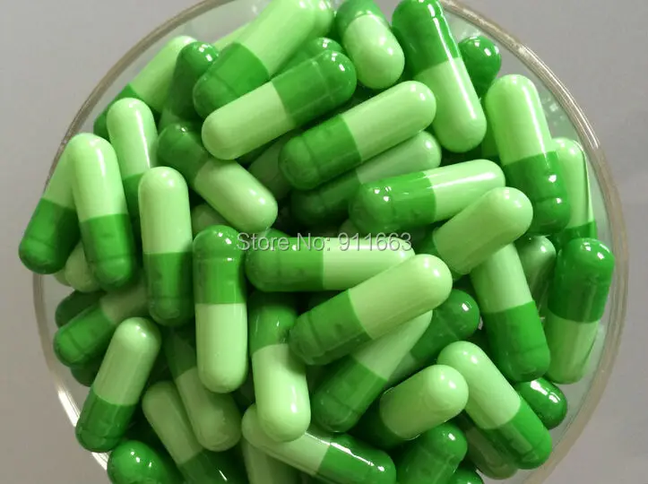 

0# 500pcs! Green-Light Green Colored Vegetable Capsule,HPMC Vegetarian empty capsules!,(closed or seperated capsules available!)