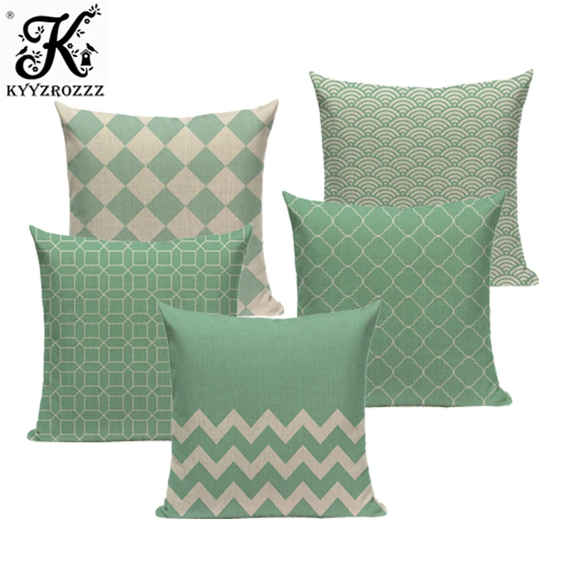 

Chevron Light blue Cotton Linen Geometry Decor Throw Pillows Case for Sofa Car Cotton Cushion Cover Creative Decoration Custom