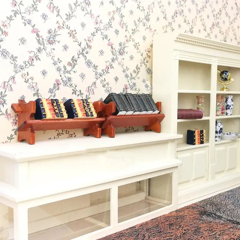 

1:12 Dollhouse Miniature Furniture Bookshelf+6 Books Dollhouse Simulation Model Exquisite Handmade Bookshelf For Children Gift