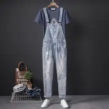 Summer летние мужские Индивидуальные сиамские джинсы мужские тонкие брюки с дырками японский оснастки комбинезон большого размера