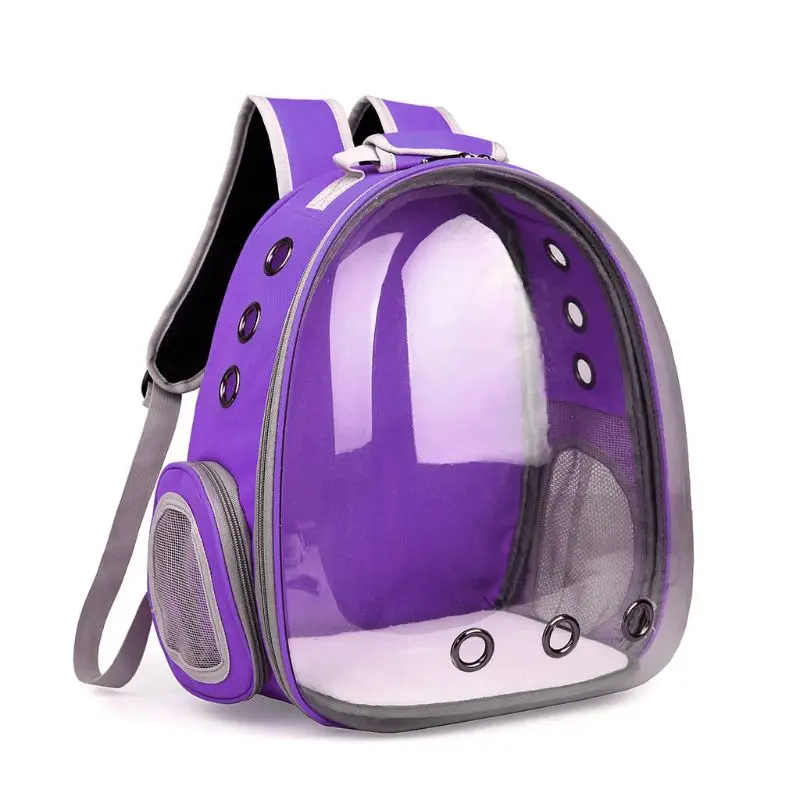 Дышащая прозрачная капсула для домашних животных, кошек, щенков, дорожный рюкзак, сумка-переноска для маленьких и средних пород собак - Цвет: Purple