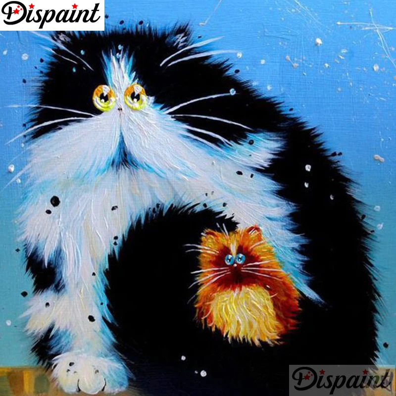 

Dispaint Full Square/Round Drill 5D DIY Diamond Painting "Animal cat" Embroidery Cross Stitch 3D Home Decor Gift A18404