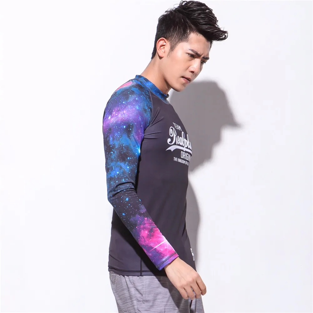 Gsou Snow Brand Surf Rash Guard Топы мужские с длинным рукавом пляжные плавательные рубашки солнцезащитные принты футболки для серфинга мужские топы для Гидрокостюма