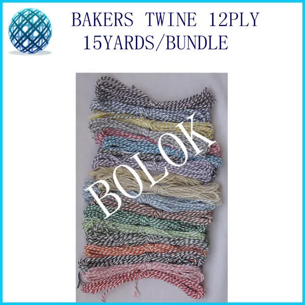 

free shipping 42 color choose 10pcs/lot(150 yards) baker twine 12ply 15yards/bundle used in wrapping tag, gift cards,hanging tag
