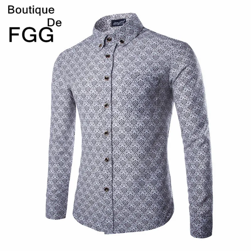 High Quality Floral Print Mens Tuxedo Shirts Slim FIt ...