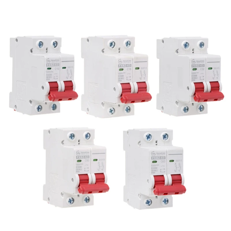 

2P DC 1000V Solar Mini Circuit Breaker 10A/16A/32A/50A/63A DC Photovoltaic MCB