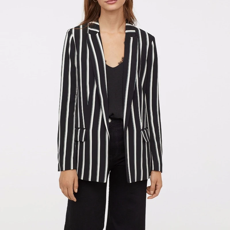 2019 Autumn Black And White Striped Women Pant Suits Work Office Ladies Blazer Jacket Coat & Trouser Female Suit Two Piece Sets
