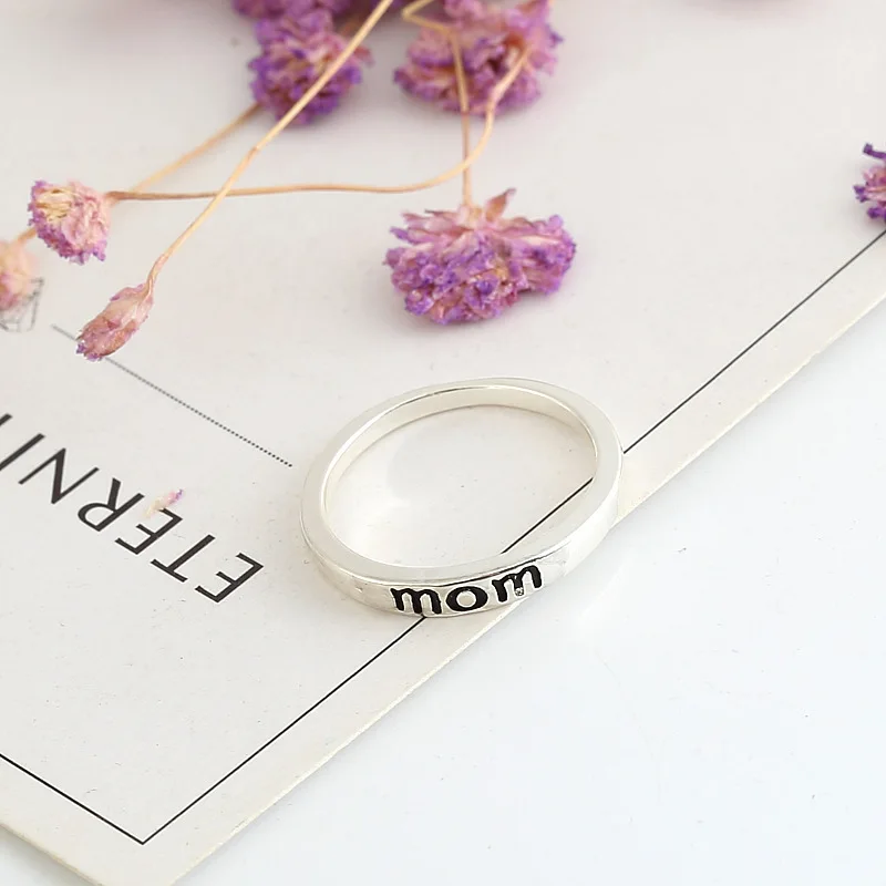 Кольцо DoreenBeads Love Mom серебряное кольцо с резьбой подарок для мамы модные трендовые