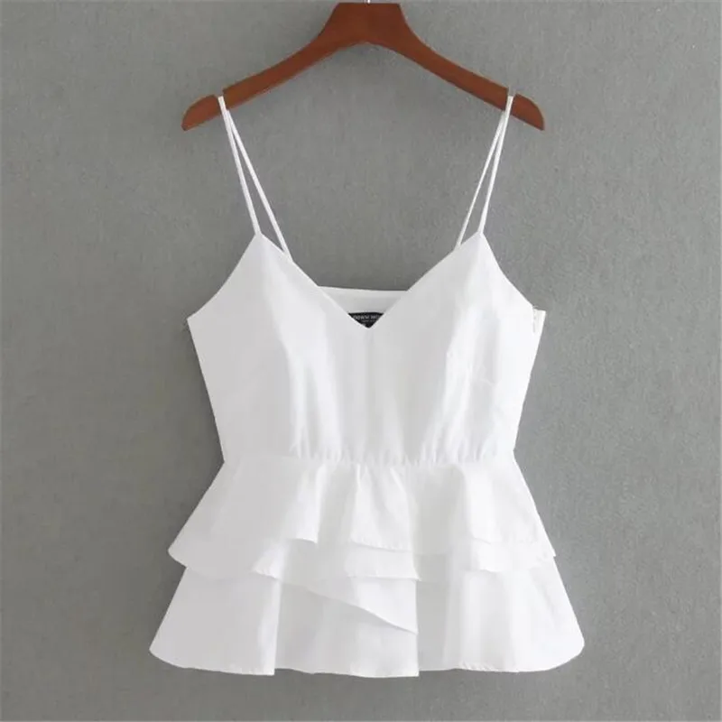 

Summer Vest Tops Women Fashion All-match Slim Camis Female Sexy Sweet Ruffles Strapless Tanks Top
