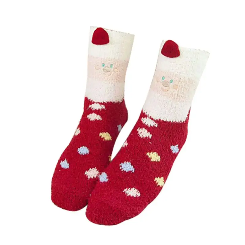 Women Girls Colorful Indoors Fluffy Fuzzy Slipper Socks, 3D Cute