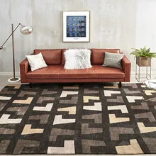 Американский стиль коричневый геометрический ковер для гостиной, большой размер прикроватный коврик, ковер для офиса, ковер для украшения офисной комнаты