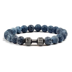Elegant Lava Stone Bead Bracelets - Stylish Unisex Jewelry with Metal Accents - 17cm (Black wind fossil)