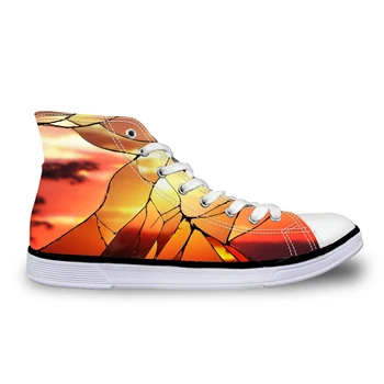 

Noisydesigns casual Men sneaker Boys vintage lace up high top flat shoes male vulcanized outdoor canvas broken glasses 3D print