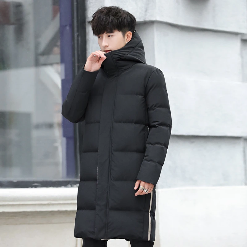 

Long Section Men's Parkas Coats Patchwork Winter Men's Hooded Parkas Back Printing Windproof Keep Warm Men's Parkas Coats