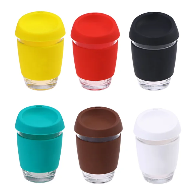 1 PC Glass Coffee Mug Portable Travel Coffee Cup With BPA Free Silicone